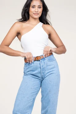 Cheap Copenhagen Muse Baby Rib One-Shoulder Top Siv | White... | | Little Soho