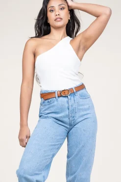 Cheap Copenhagen Muse Baby Rib One-Shoulder Top Siv | White... | | Little Soho