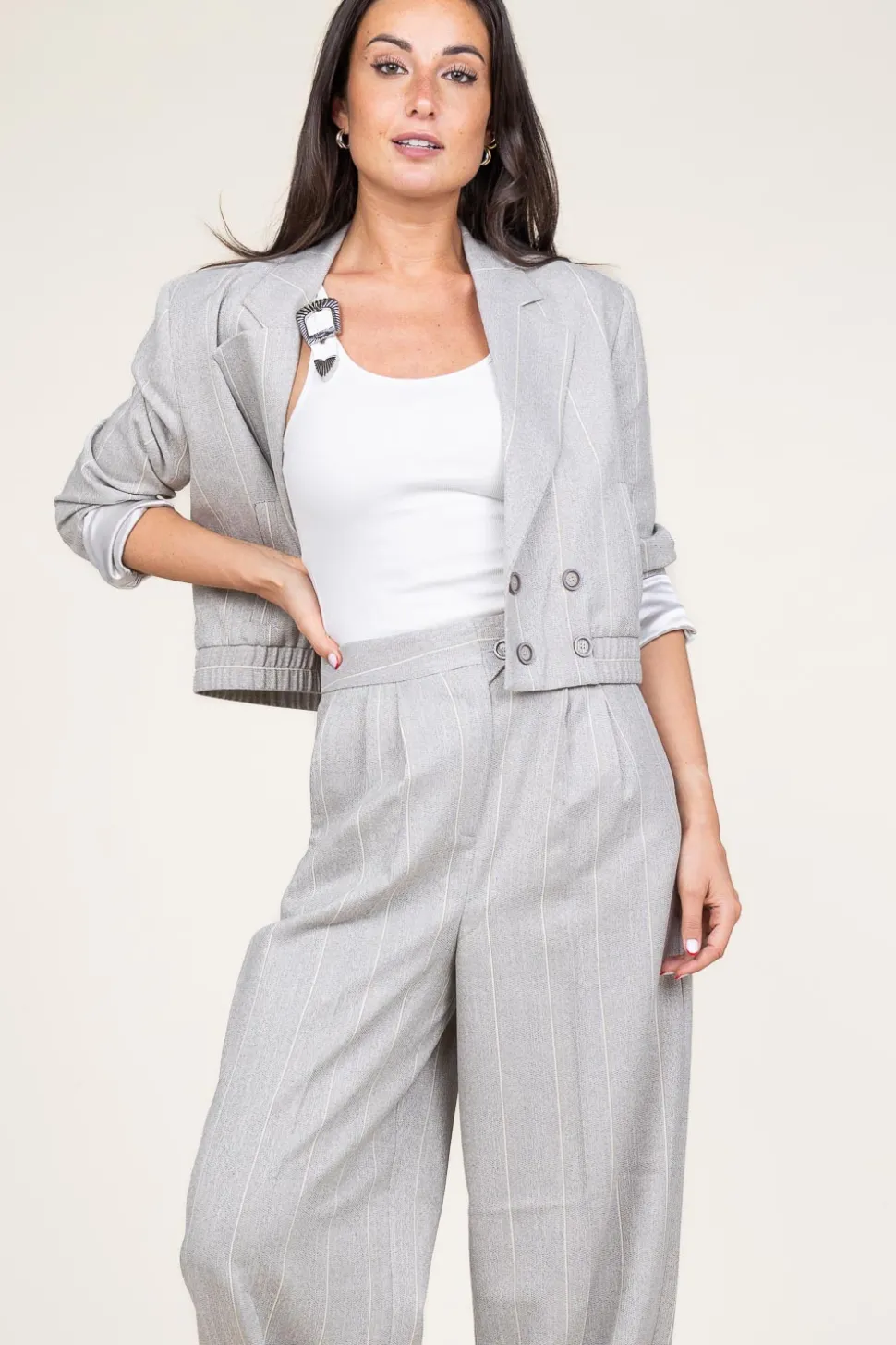 New Copenhagen Muse Baby Rib Top With Belt Detail Siv | White... | | Little Soho