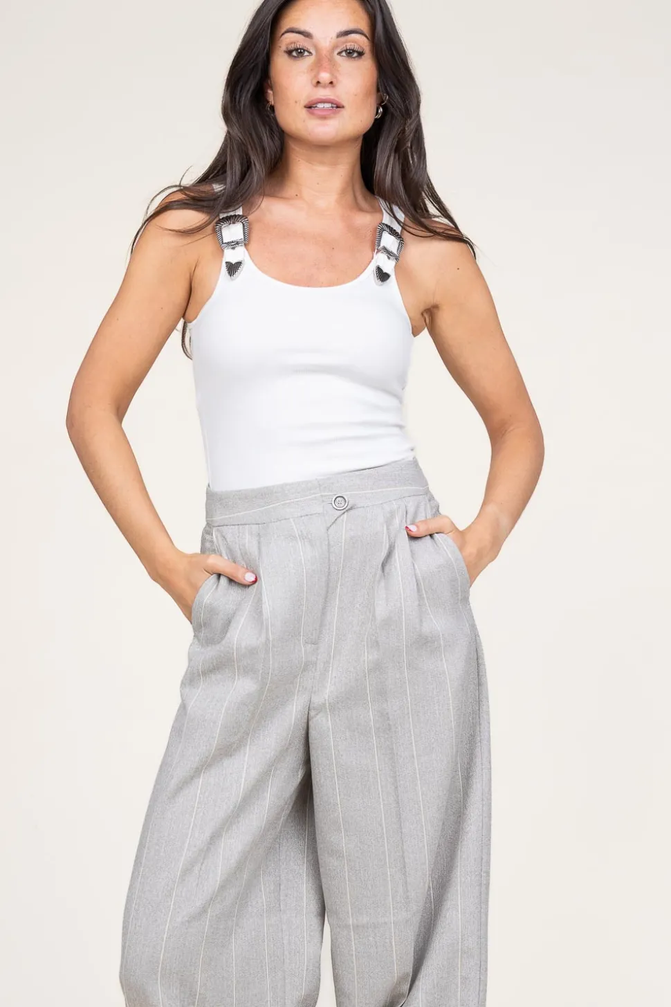 New Copenhagen Muse Baby Rib Top With Belt Detail Siv | White... | | Little Soho