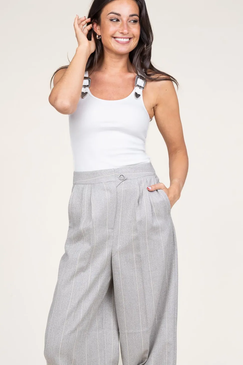 New Copenhagen Muse Baby Rib Top With Belt Detail Siv | White... | | Little Soho