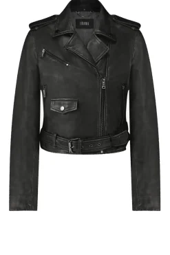 Best Ibana Black Washed Leather Jacket Berry | Black... | | Little Soho