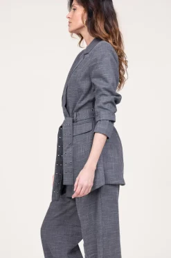 Hot Copenhagen Muse Blazer With Tie Belt Tonnie | Grey... | | Little Soho