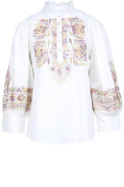Flash Sale Antik Batik Blouse With Colored Embroidery Neil | White... | | Little Soho