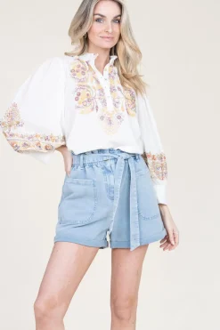 Flash Sale Antik Batik Blouse With Colored Embroidery Neil | White... | | Little Soho