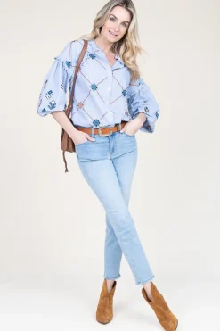 Flash Sale Stella Forest Blouse With Embroidery Amalia | Blue... | | Little Soho