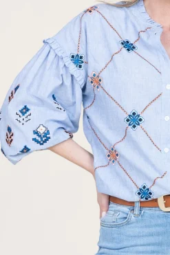 Flash Sale Stella Forest Blouse With Embroidery Amalia | Blue... | | Little Soho