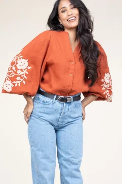Online Stella Forest Blouse With Embroidery Gabriella | Rust... | | Little Soho