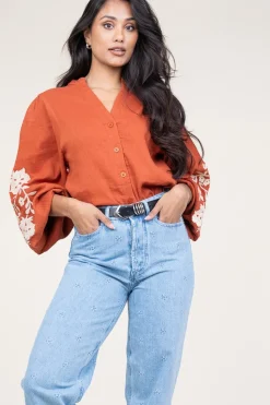 Online Stella Forest Blouse With Embroidery Gabriella | Rust... | | Little Soho