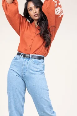 Online Stella Forest Blouse With Embroidery Gabriella | Rust... | | Little Soho