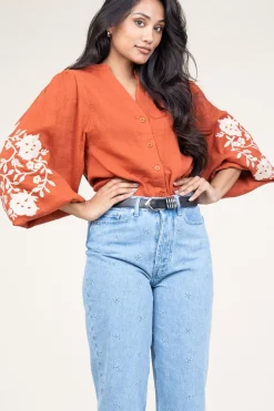 Online Stella Forest Blouse With Embroidery Gabriella | Rust... | | Little Soho