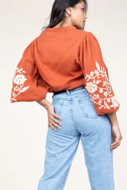 Online Stella Forest Blouse With Embroidery Gabriella | Rust... | | Little Soho