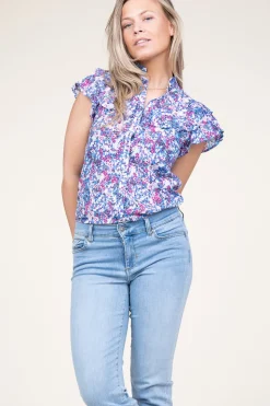 Hot Suncoo Blouse With Print Laura | Blue... | | Little Soho