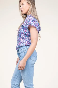 Hot Suncoo Blouse With Print Laura | Blue... | | Little Soho