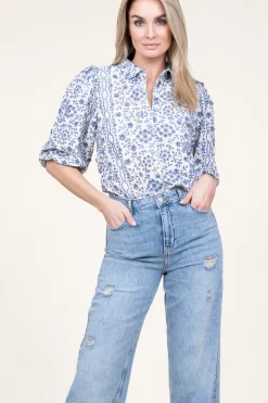 Cheap Aaiko Blouse With Print Lien | Blue... | | Little Soho