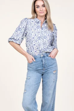 Cheap Aaiko Blouse With Print Lien | Blue... | | Little Soho