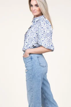 Cheap Aaiko Blouse With Print Lien | Blue... | | Little Soho