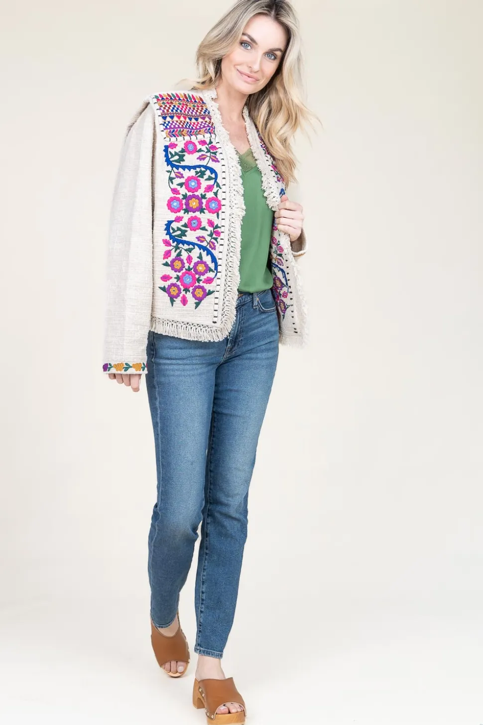 Hot Louizon Boucle Jacket With Embroidery Orence | Natural... | | Little Soho