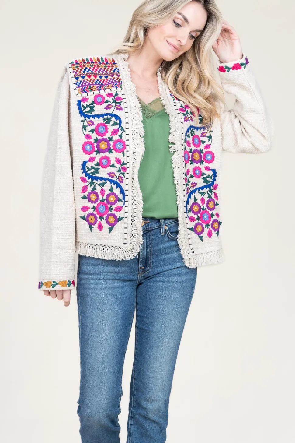 Hot Louizon Boucle Jacket With Embroidery Orence | Natural... | | Little Soho