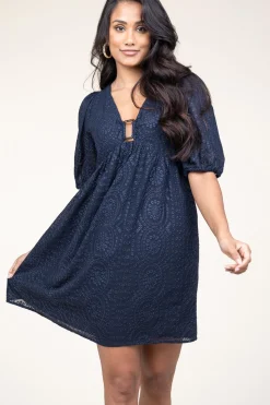 Fashion ba&sh Broidery Dress With Deep V-Neck Brancia | Blue... | | Little Soho