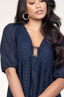 Fashion ba&sh Broidery Dress With Deep V-Neck Brancia | Blue... | | Little Soho