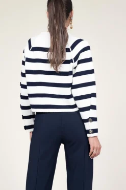 Store ba&sh Cardigan With Luxurious Buttons Massimo | Natural /Navy... | | Little Soho