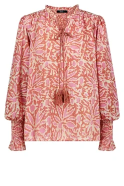 Store Ibana Cotton Blouse With Print Talys | Pink... | | Little Soho