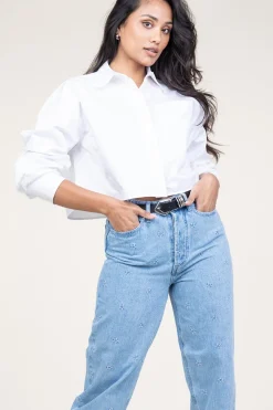 Store Second Female Cotton Cropped Blouse Charm | White... | | Little Soho