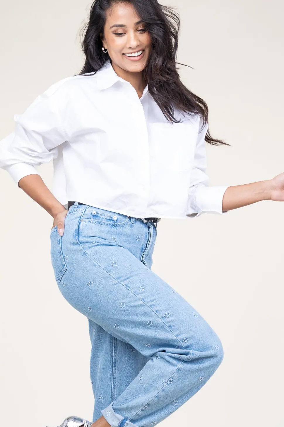 Store Second Female Cotton Cropped Blouse Charm | White... | | Little Soho