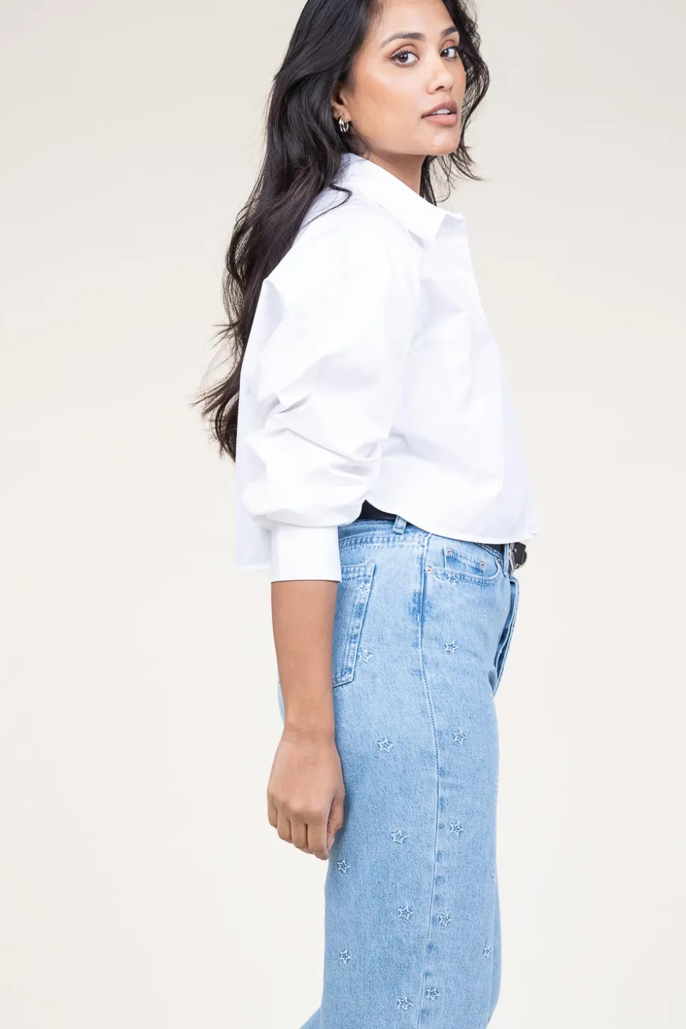 Store Second Female Cotton Cropped Blouse Charm | White... | | Little Soho