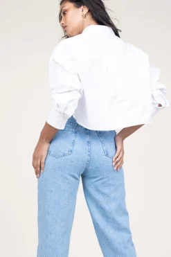 Store Second Female Cotton Cropped Blouse Charm | White... | | Little Soho