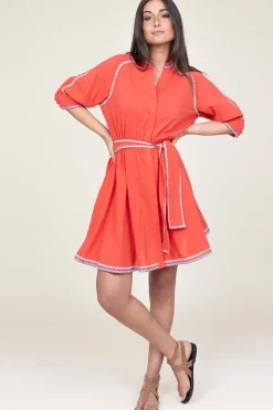 Clearance Devotion Cotton Dress With Embroidery Amelia | Red... | | Little Soho