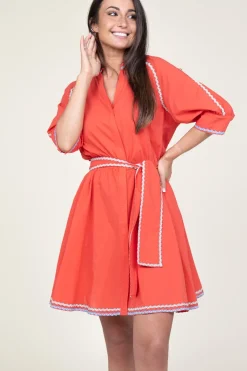 Clearance Devotion Cotton Dress With Embroidery Amelia | Red... | | Little Soho
