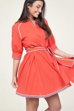 Clearance Devotion Cotton Dress With Embroidery Amelia | Red... | | Little Soho