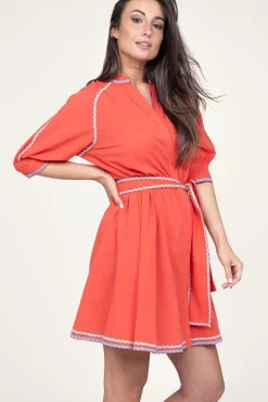 Clearance Devotion Cotton Dress With Embroidery Amelia | Red... | | Little Soho