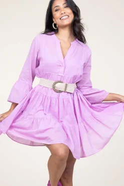 Discount Devotion Cotton Foil Dress Lavrentia | Purple... | | Little Soho