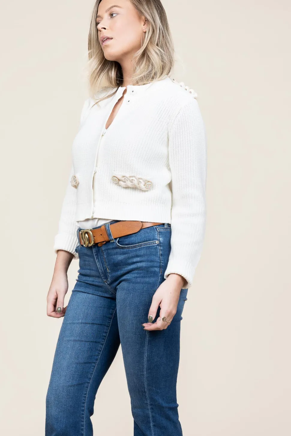 Hot Twinset Cotton Knitted Cardigan Lola | Natural... | | Little Soho