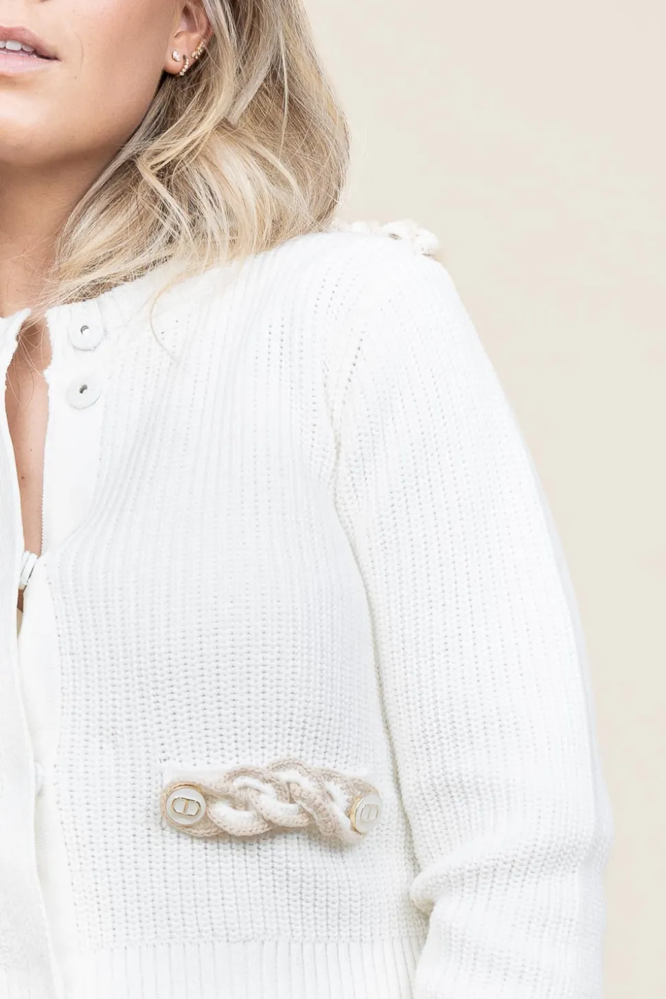 Hot Twinset Cotton Knitted Cardigan Lola | Natural... | | Little Soho