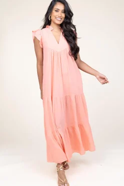 Online Devotion Cotton Maxi Dress Erietta | Coral... | | Little Soho