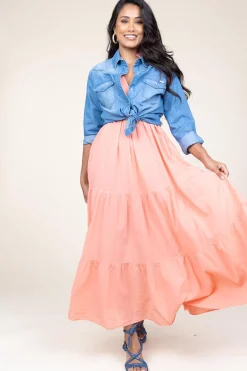 Online Devotion Cotton Maxi Dress Erietta | Coral... | | Little Soho