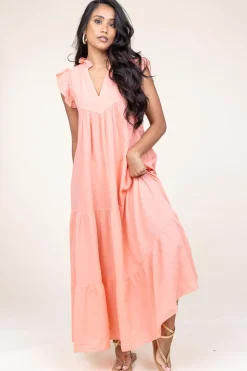 Online Devotion Cotton Maxi Dress Erietta | Coral... | | Little Soho