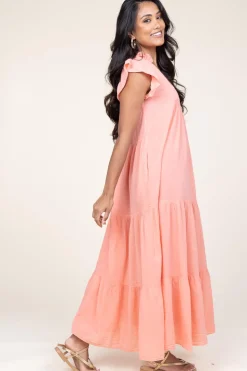 Online Devotion Cotton Maxi Dress Erietta | Coral... | | Little Soho