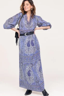 Shop Antik Batik Cotton Maxi Skirt With Paisley Print Tajar | Blue... | | Little Soho
