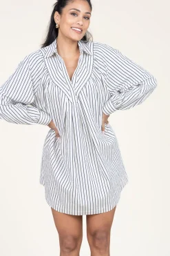 Online ba&sh Cotton Striped Dress Fadia | Natural... | | Little Soho