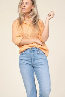 Shop Antik Batik Cotton Voile Blouse Anna | Orange... | | Little Soho