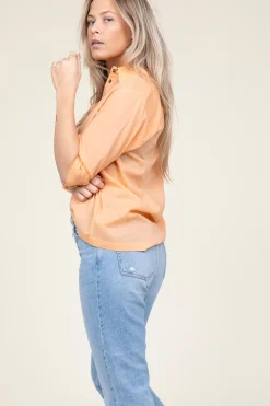 Shop Antik Batik Cotton Voile Blouse Anna | Orange... | | Little Soho