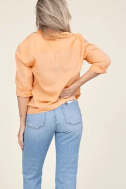 Shop Antik Batik Cotton Voile Blouse Anna | Orange... | | Little Soho