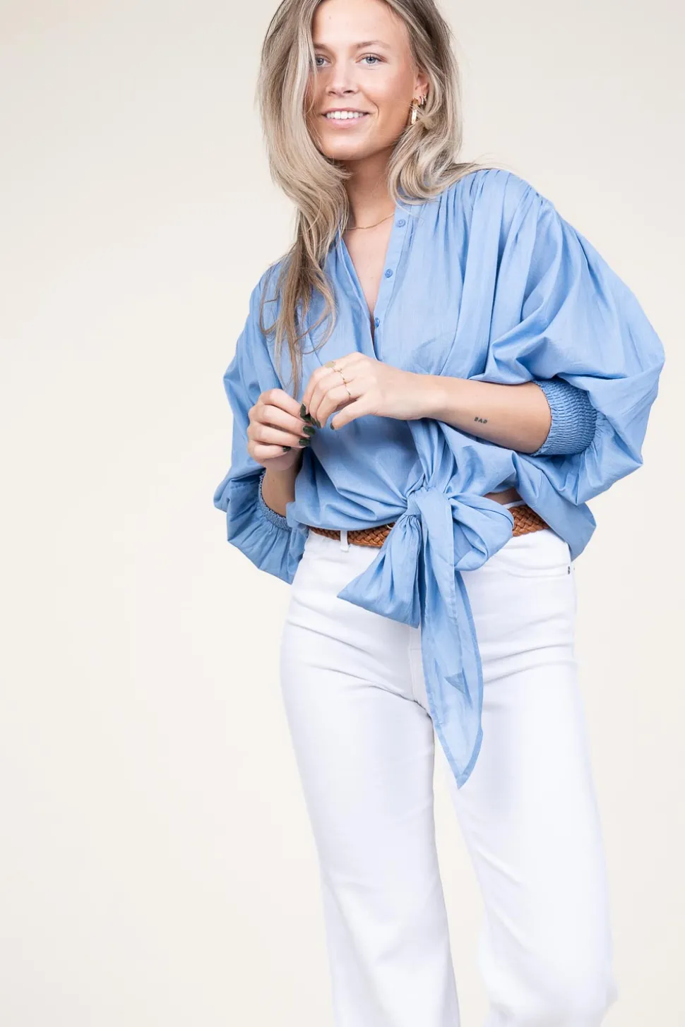 Flash Sale Ibana Cotton Wrap Blouse Tinca | Blue... | | Little Soho