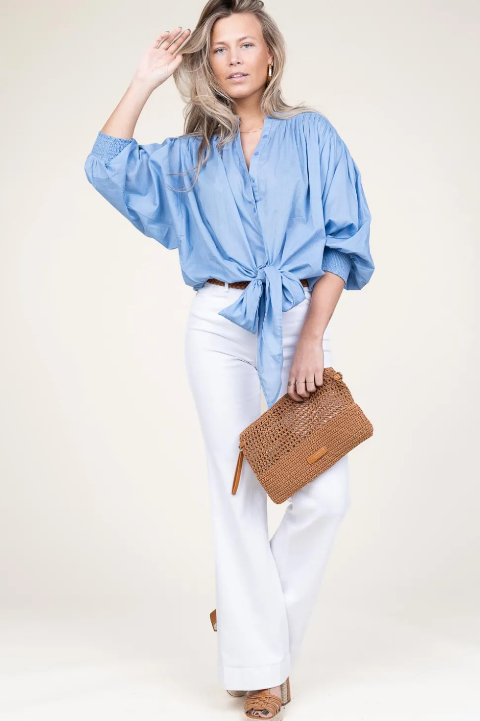 Flash Sale Ibana Cotton Wrap Blouse Tinca | Blue... | | Little Soho