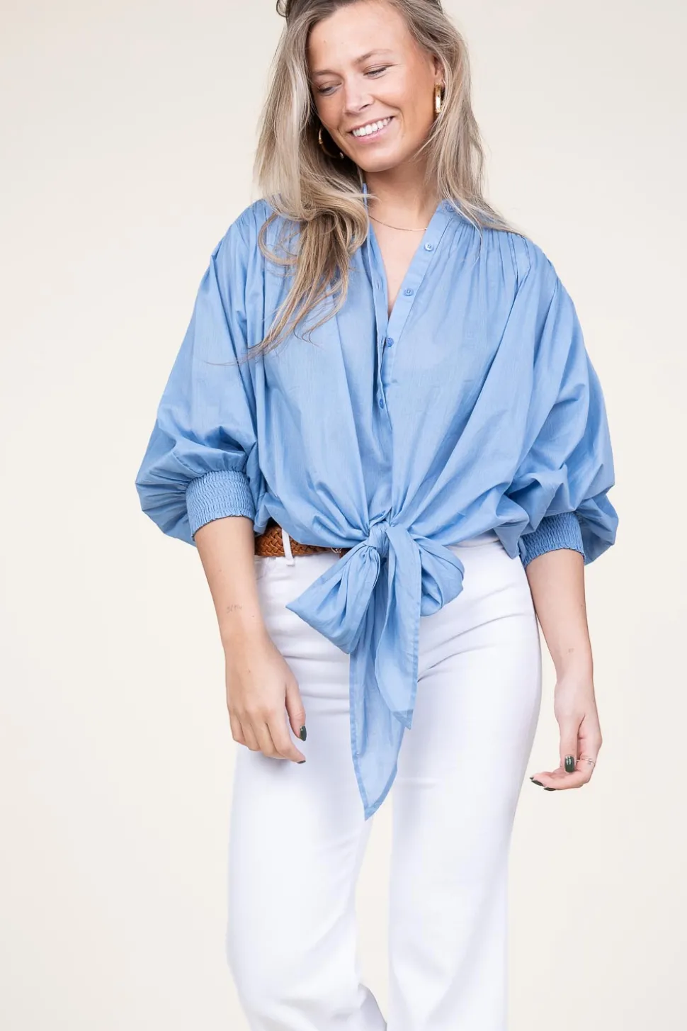 Flash Sale Ibana Cotton Wrap Blouse Tinca | Blue... | | Little Soho